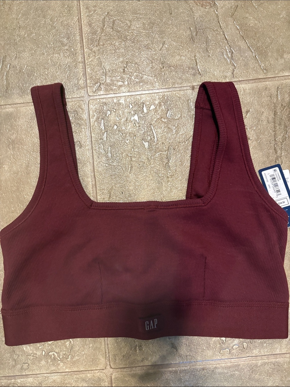GAP Ribbed Square-Neck Bralette in Wine